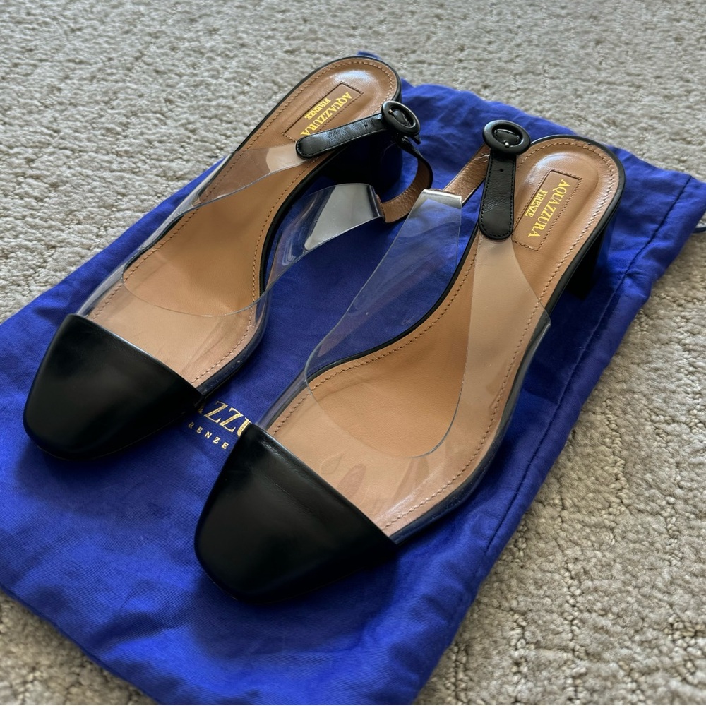 Aquazzura Optic Slingback Pump Black Vinyl 37.5